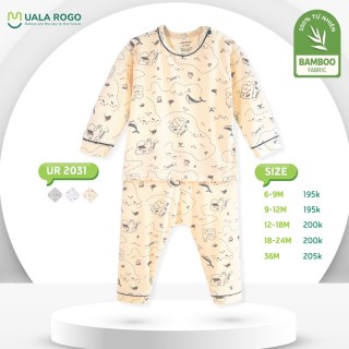Uala Rogo - Bộ dài tay cài vai Bamboo họa tiết - UR2031 thumb