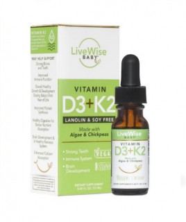 LIVE WISE VITAMIN D3K2 ORGANIC HỮU CƠ CỦA MỸ ( 0M+) thumb