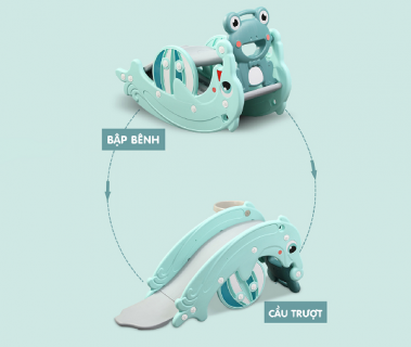 Cầu trượt bập bênh cá heo Holla 3in1 thumb