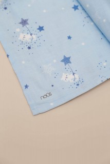 Nous - Khăn xô 2 lớp xanh họa tiết gấu và sao thumb