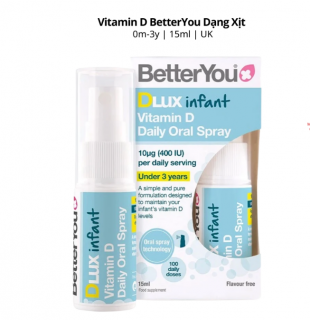 VITAMIN D3 DLUX DẠNG XỊT - BETTER YOU - ANH QUỐC ( 0M+)