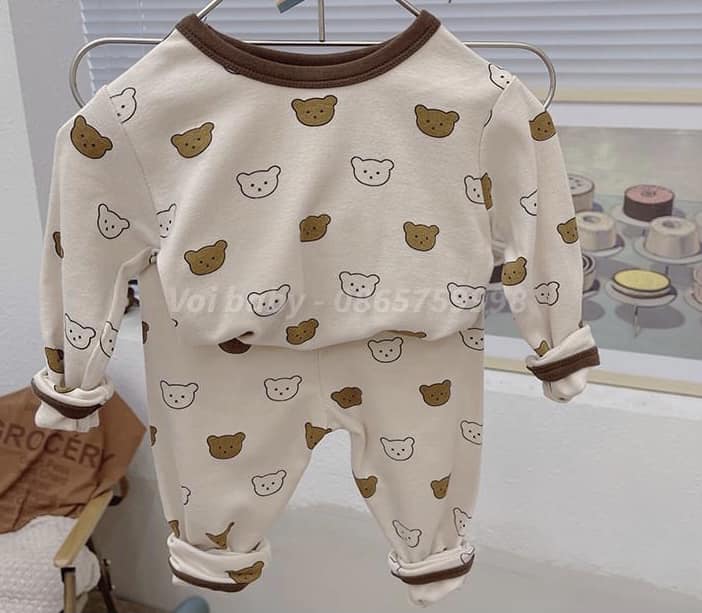 OBB - Bộ dài tay Cotton họa tiết nhiều mặt Gấu