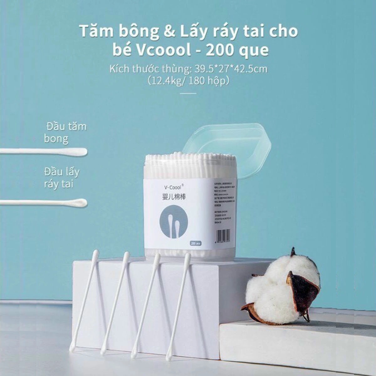 Tăm bông và lấy ráy tai V-Coool 200 que