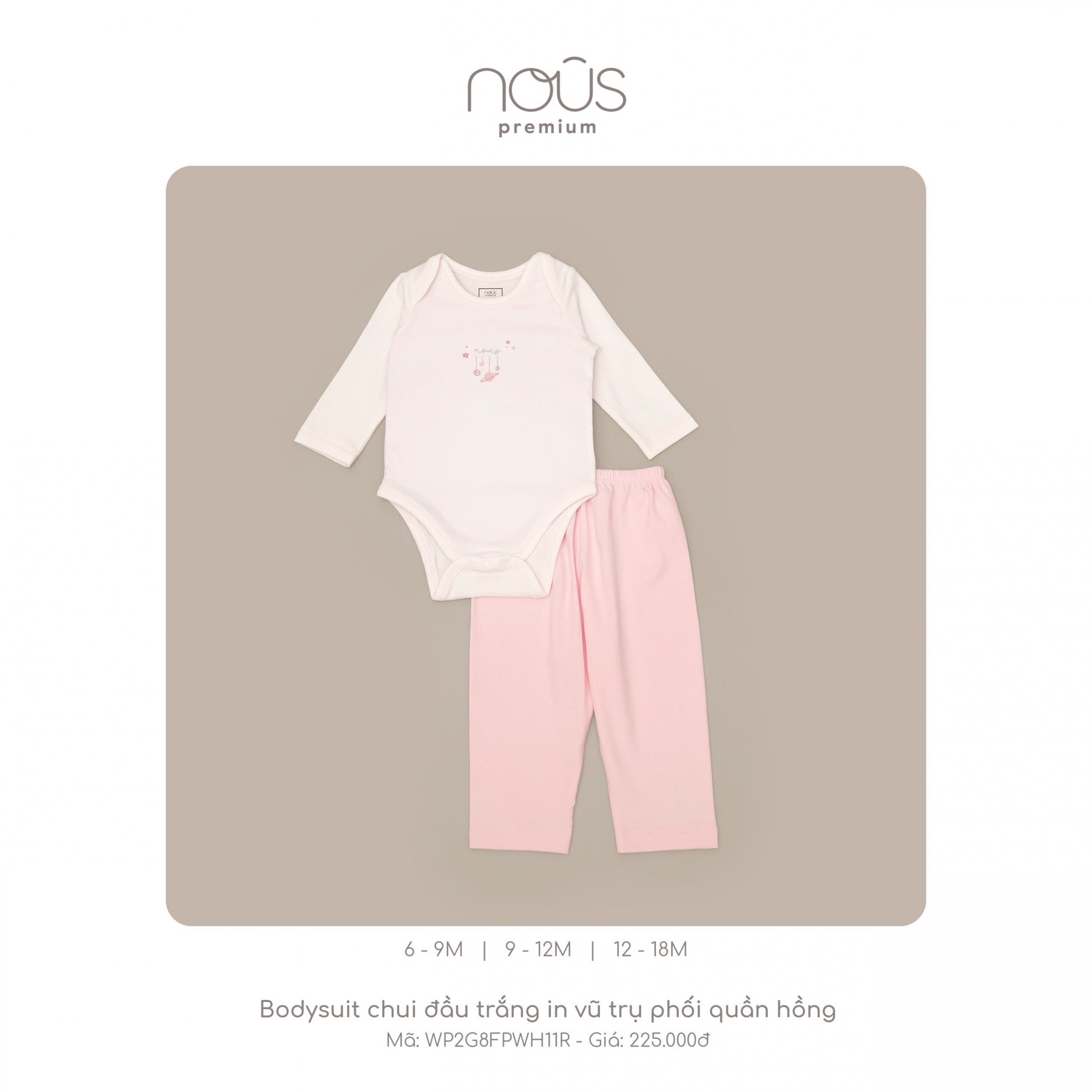 NOUS - BODYSUIT CHUI ĐẦU TRẮNG IN VŨ TRỤ PHỐI QUẦN HỒNG - WP2G8FPWH11R