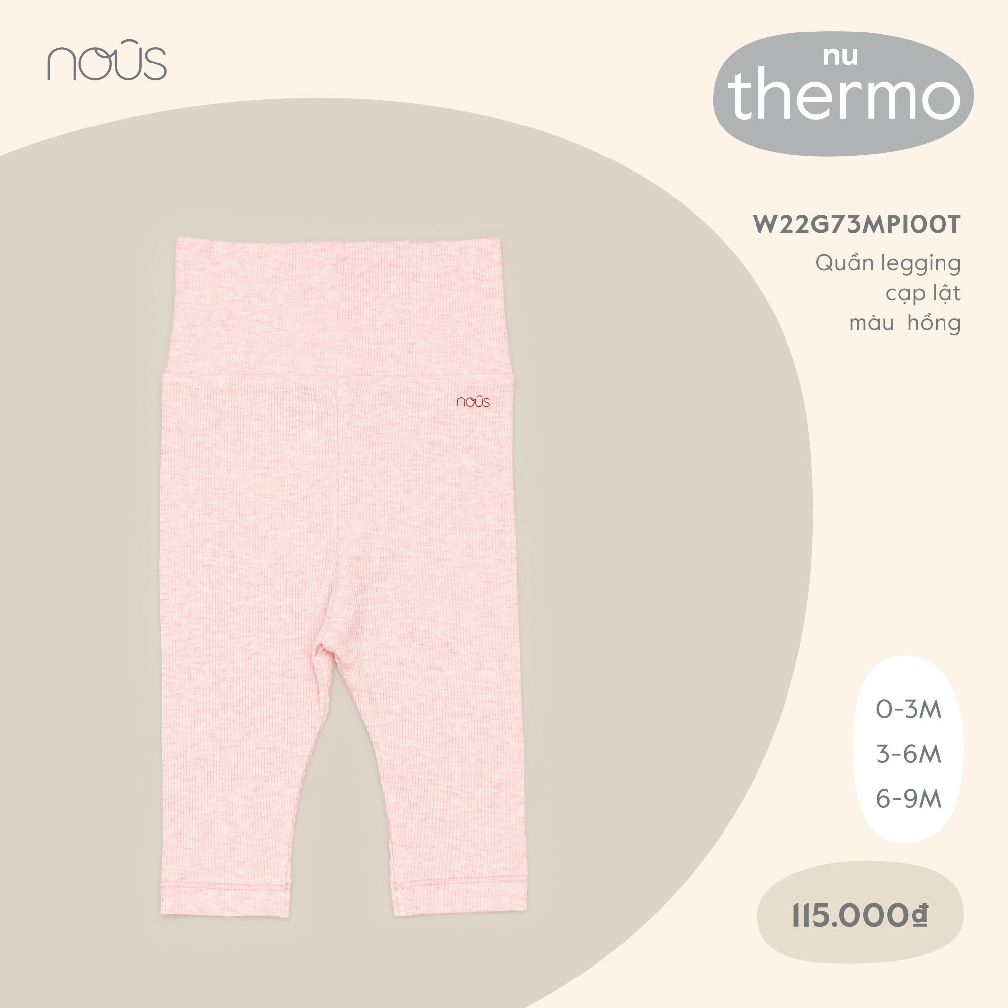 NOUS - QUẦN LEGGING CẠP LẬT MÀU HỒNG - W22G73MPI00T