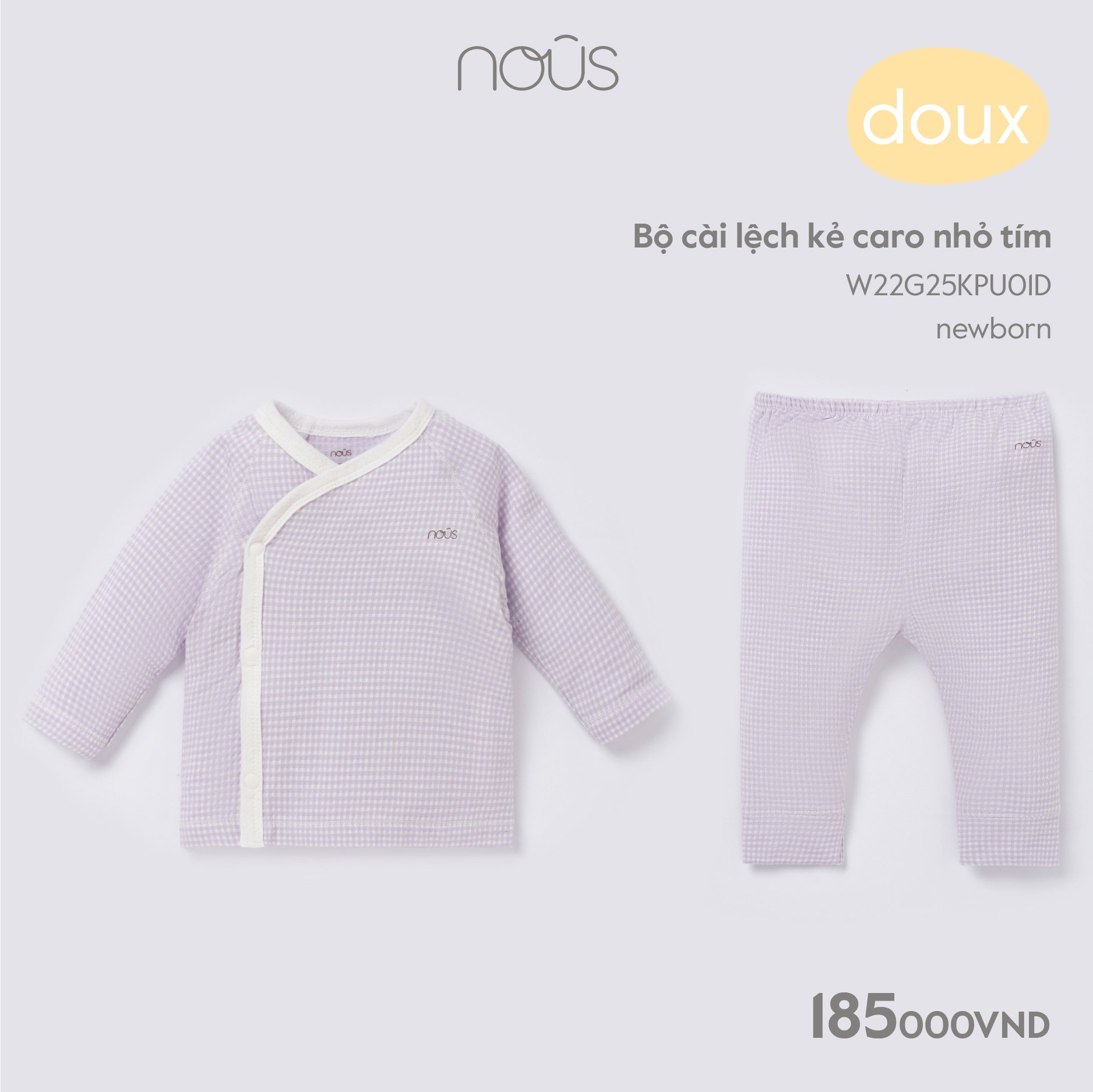 NOUS - BỘ CÀI LỆCH KẺ CARO NHỎ TÍM NB - W22G25KPU01DNB