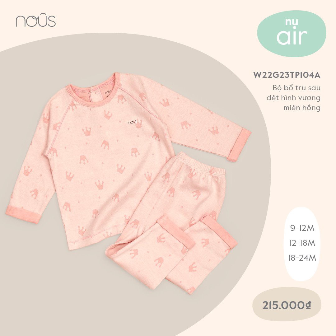 NOUS - BỘ CỔ TRỤ SAU DỆT HÌNH VƯƠNG MIỆN HỒNG - W22G23TPI04A