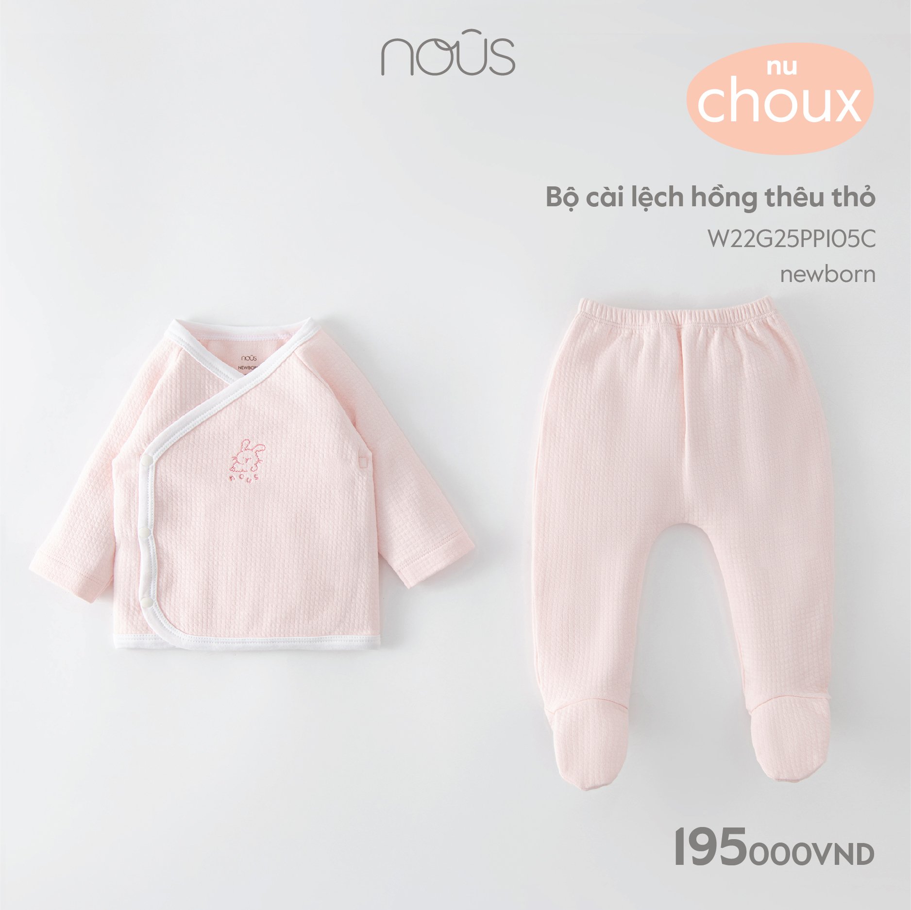 NOUS - BỘ CÀI LỆCH HỒNG THÊU THỎ NB - W22G25PPI05CNB