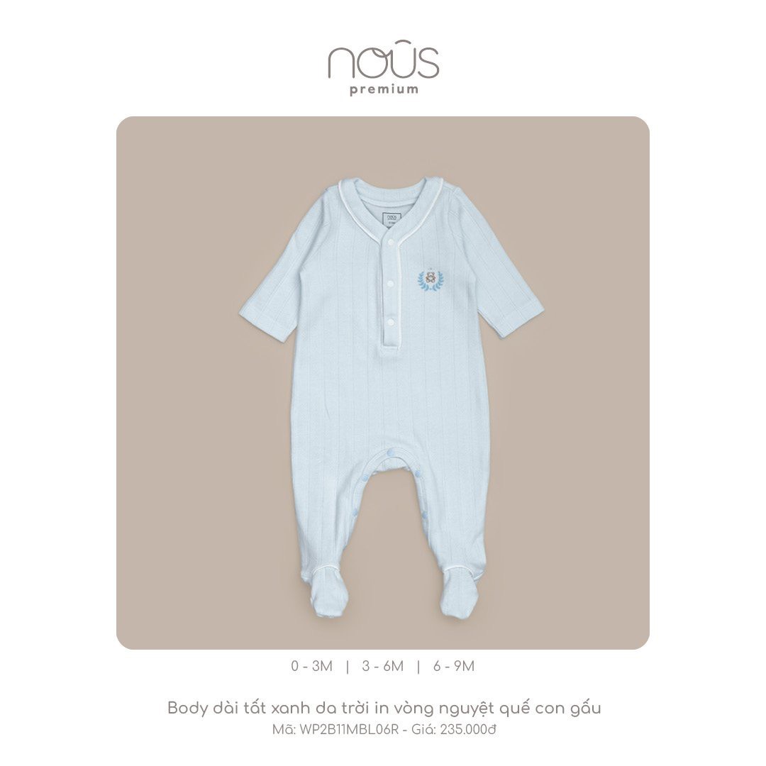 NOUS - BODY DÀI TẤT XANH DA TRỜI IN VÒNG NGUYỆT QUẾ CON GẤU - WP2B11MBL06R