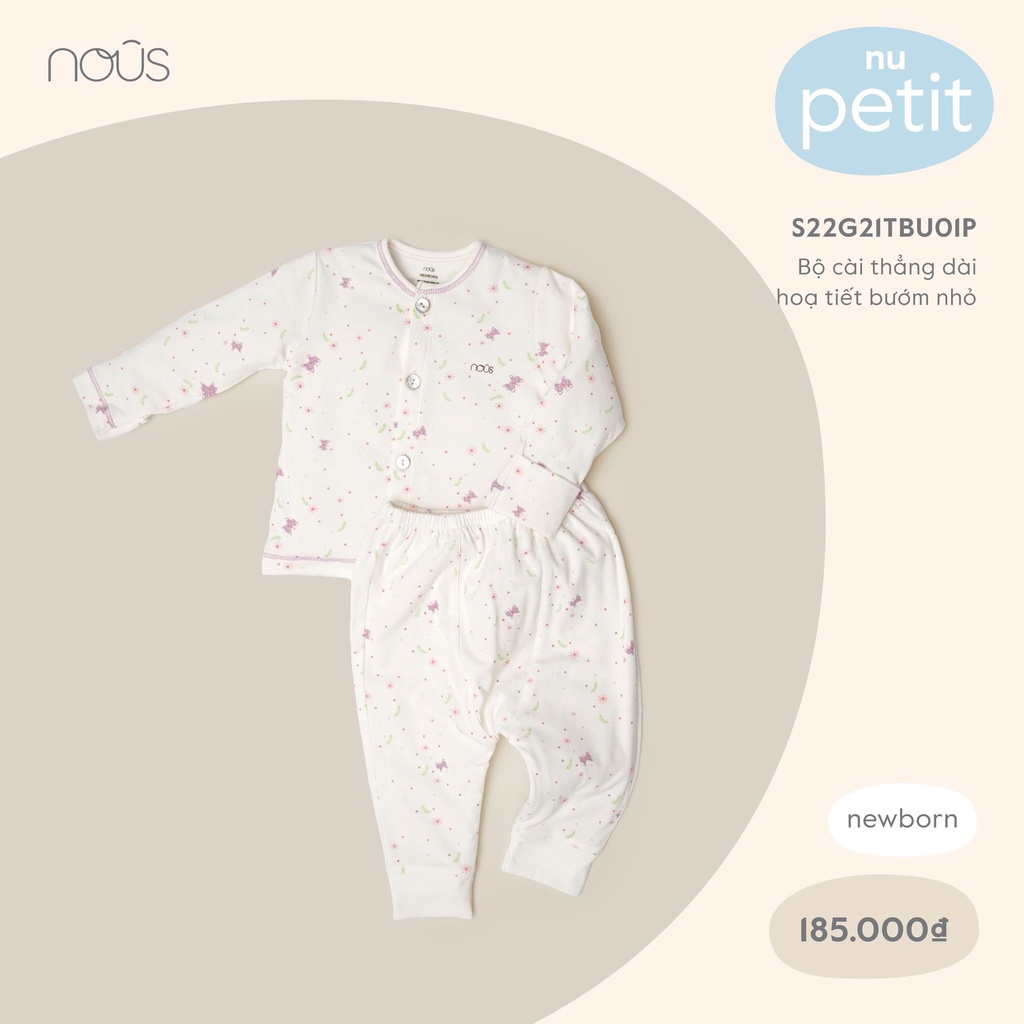Bộ quần áo cài thẳng dài Nous Petit họa tiêt BƯỚM nhỏ - S22G21TBUO1P