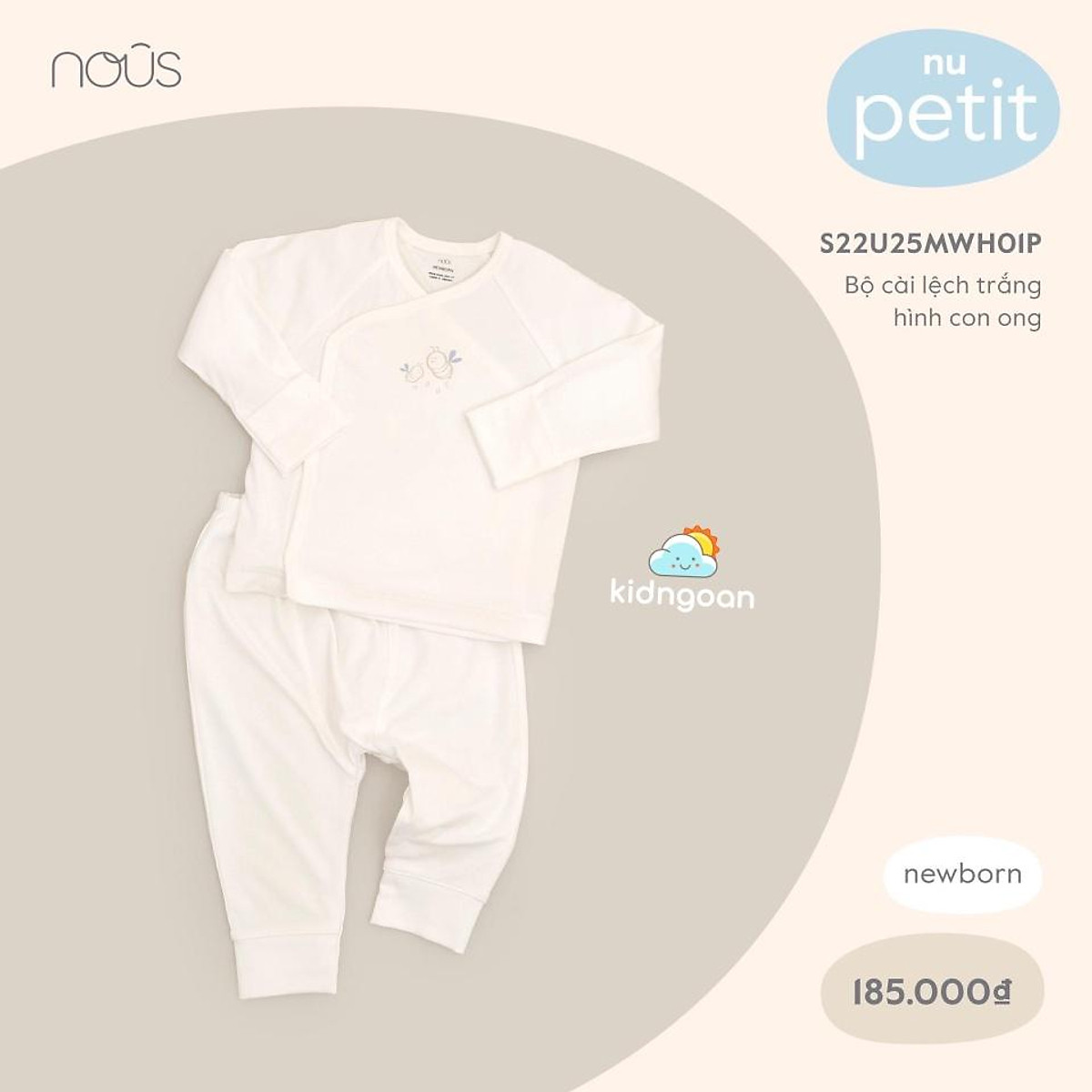 NOUS - Bộ cài lệch trắng hình ONG - S22U25MWH01P