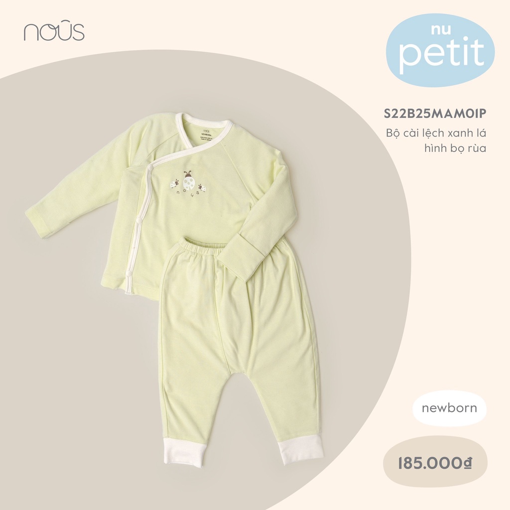 NOUS - Bộ quần áo cài lệch Petit xanh lá hình bọ rùa - S22B25MAM01P