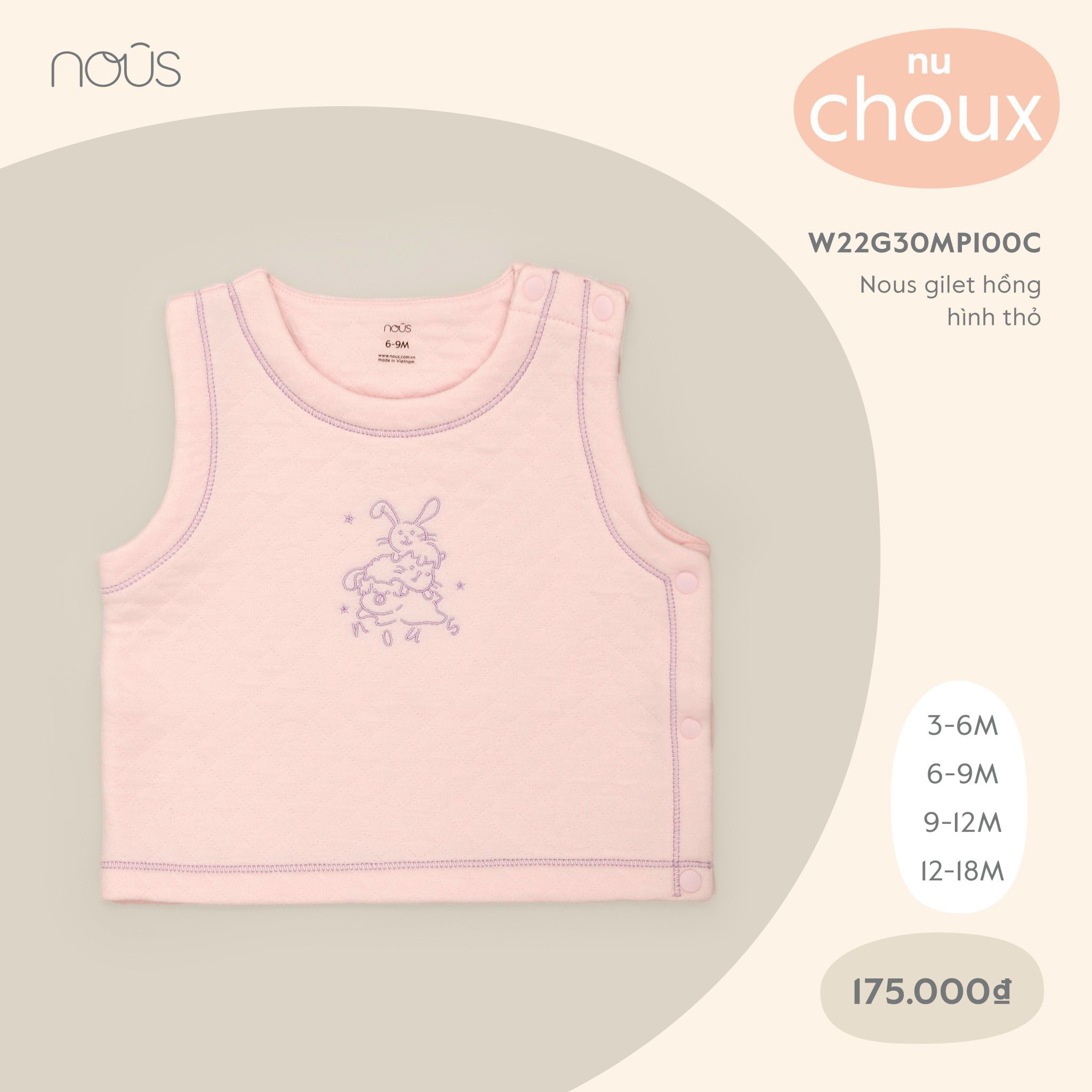 Nous - Gilet hồng hình Thỏ - W22G30MPI00C