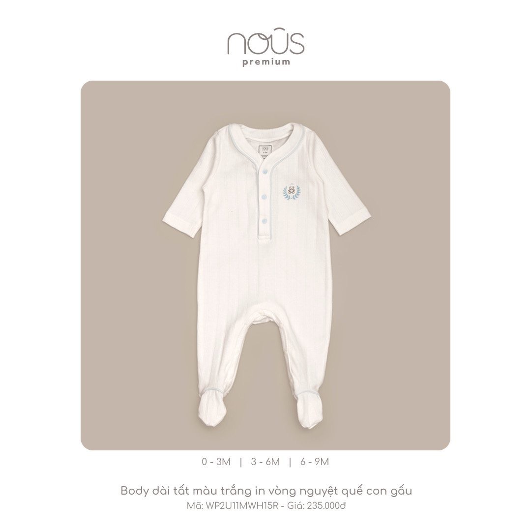 NOUS - BODY DÀI TẤT TRẮNG IN VÒNG NGUYỆT QUẾ CON GẤU - WP2U11MWH15R