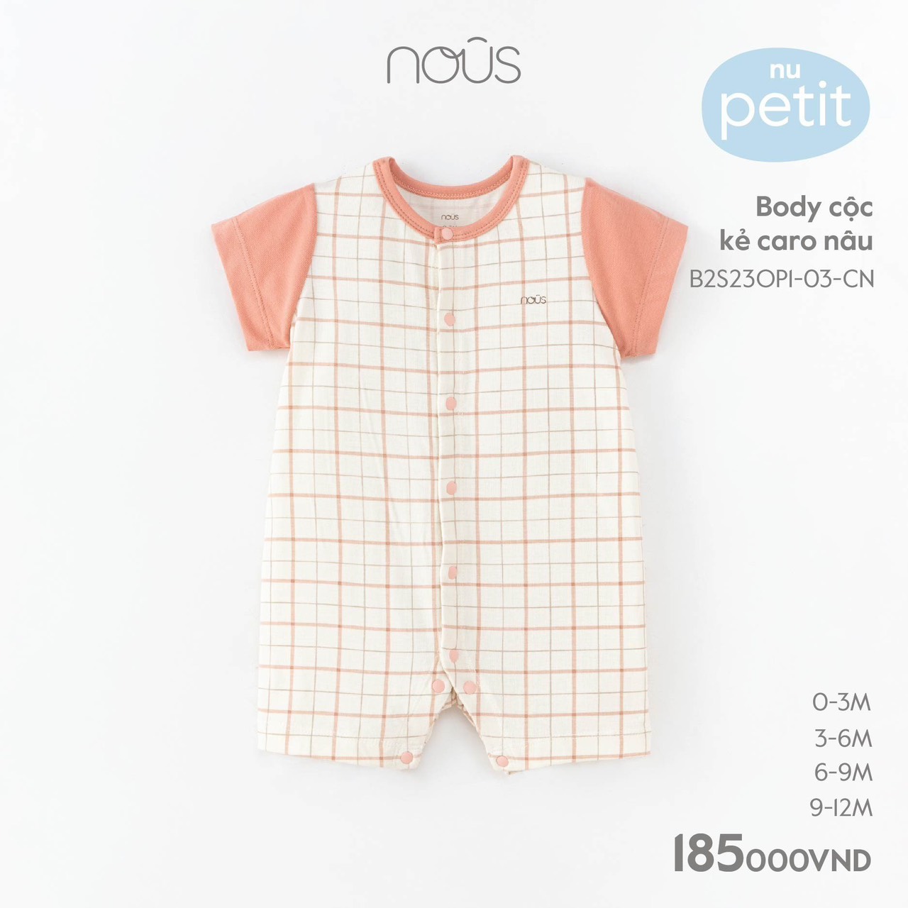 Nous - Body cộc kẻ caro nâu hồng