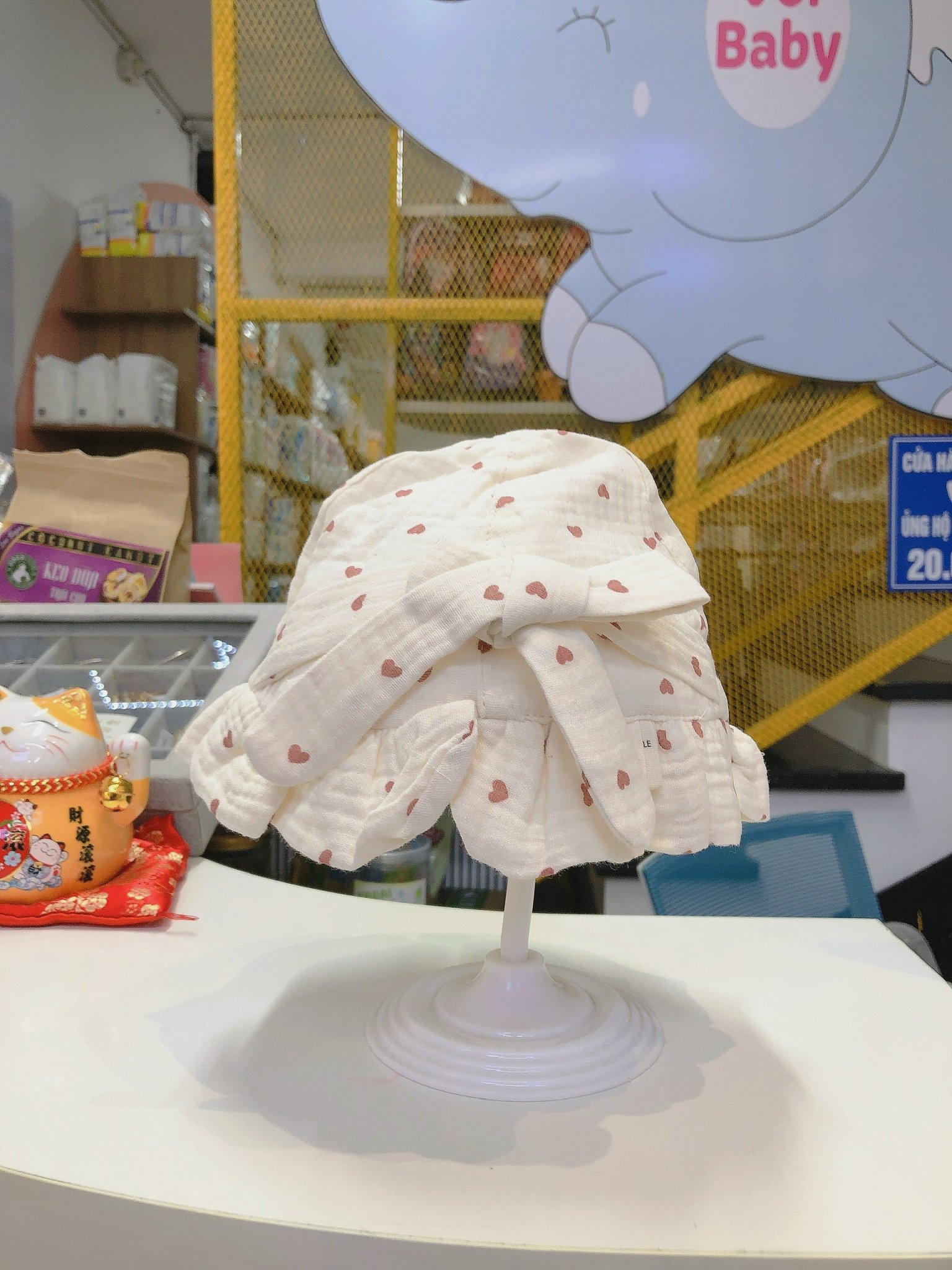 SULI - Mũ vải xô Muslin rộng vành trái tim