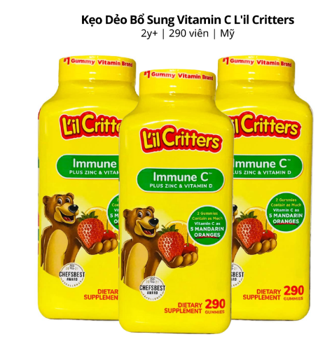 KẸO DẺO GUMMY VITAMIN C L'IL CRITTERS TĂNG ĐỀ KHÁNG 290V- MỸ (2Y+)