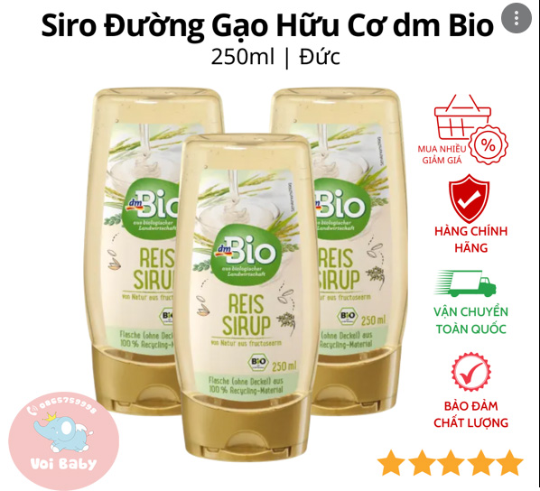 SIRO ĐƯỜNG GẠO HỮU CƠ BIO REIS SIRUP 250ML ( ĐỨC ) - 8M+