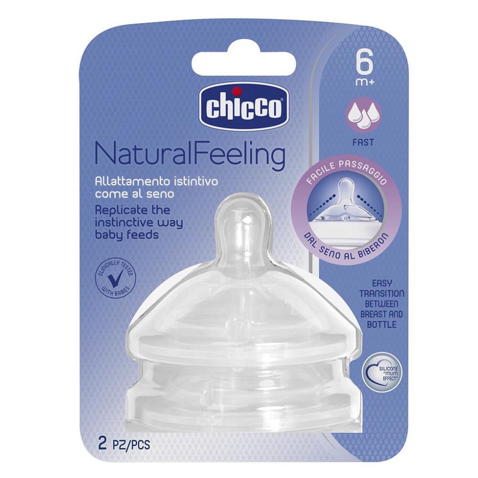 Núm ti Chicco Natural Feeling dòng nhanh 6M+ (Set 2 cái)